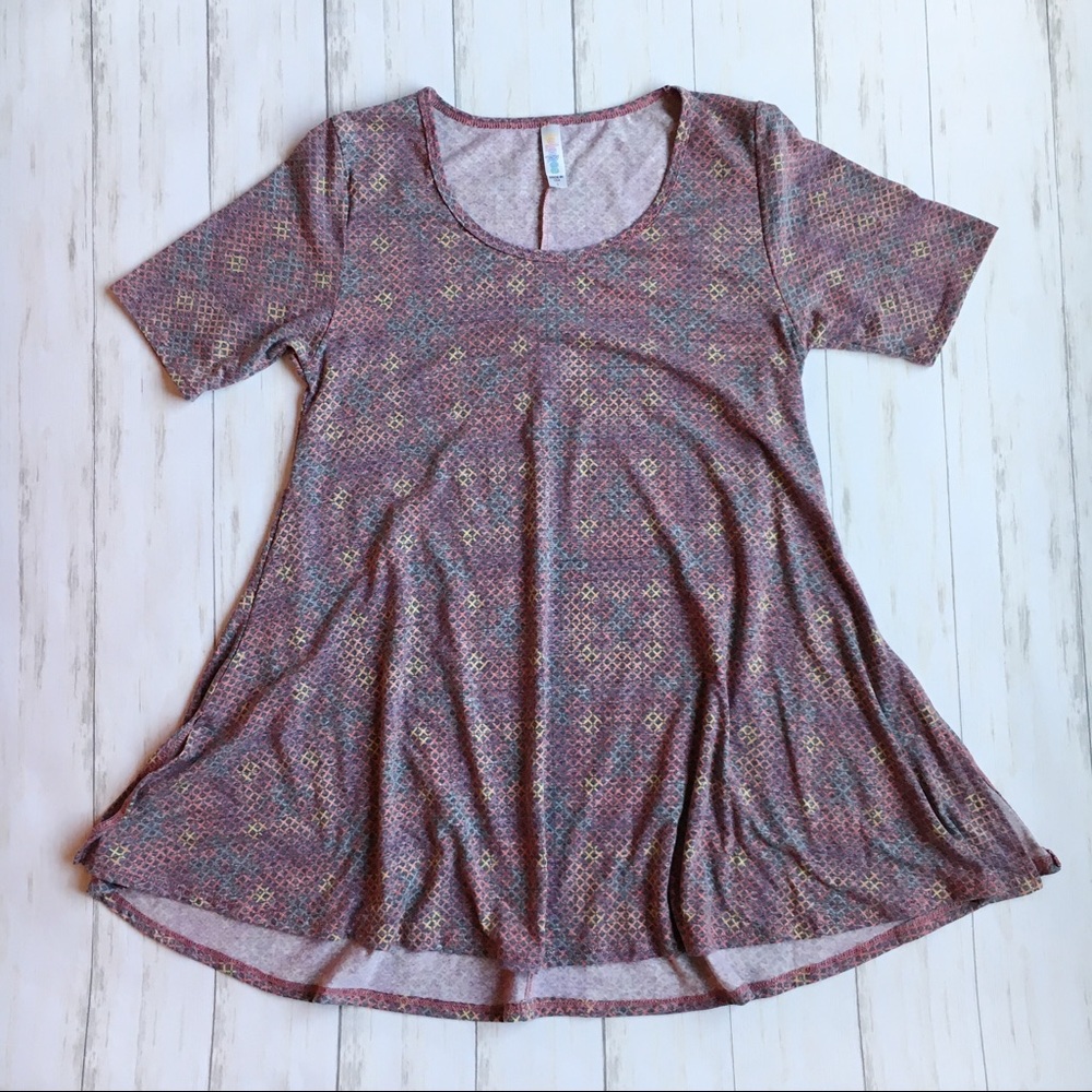 LuLaRoe Perfect Tee | Gray & Multi Color Diamonds